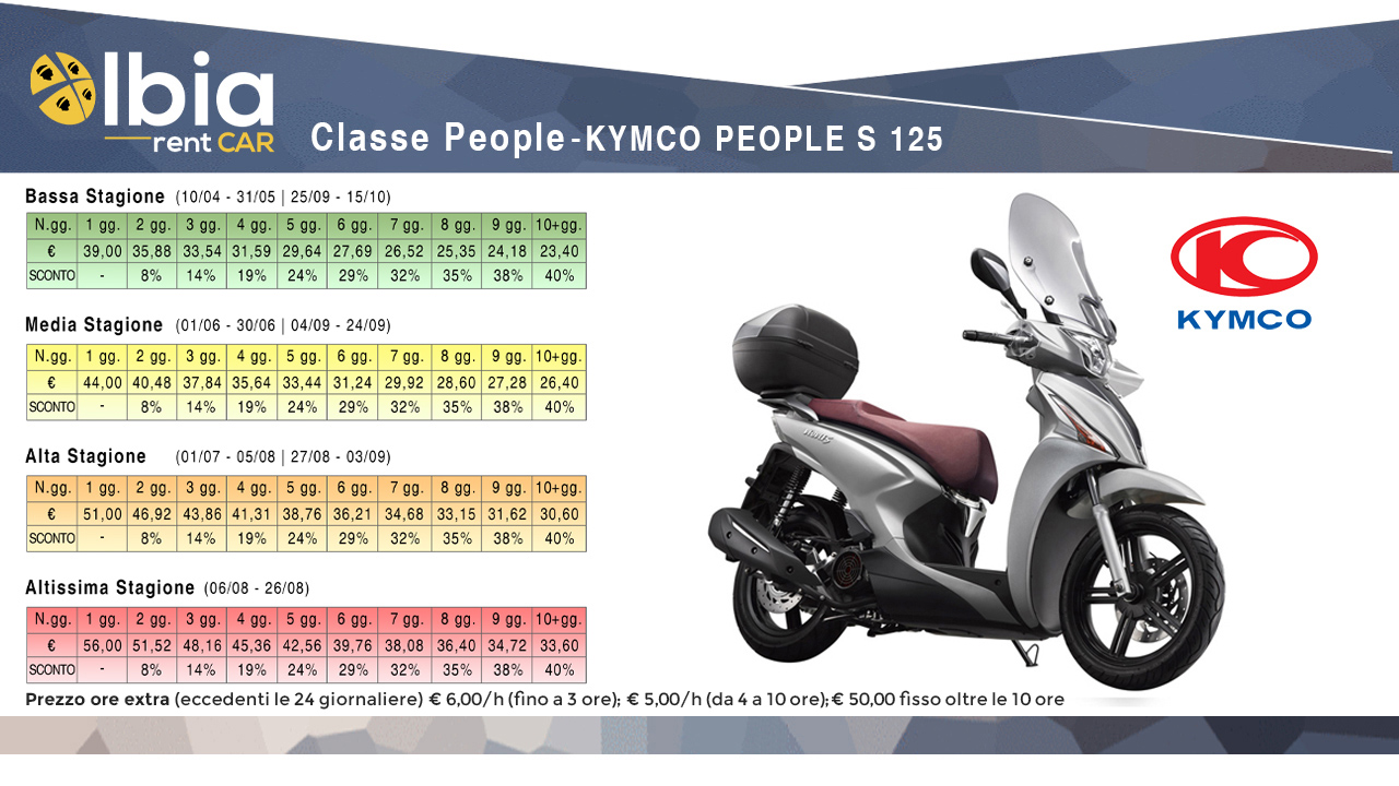 noleggio scooter kymco olbia aeroporto